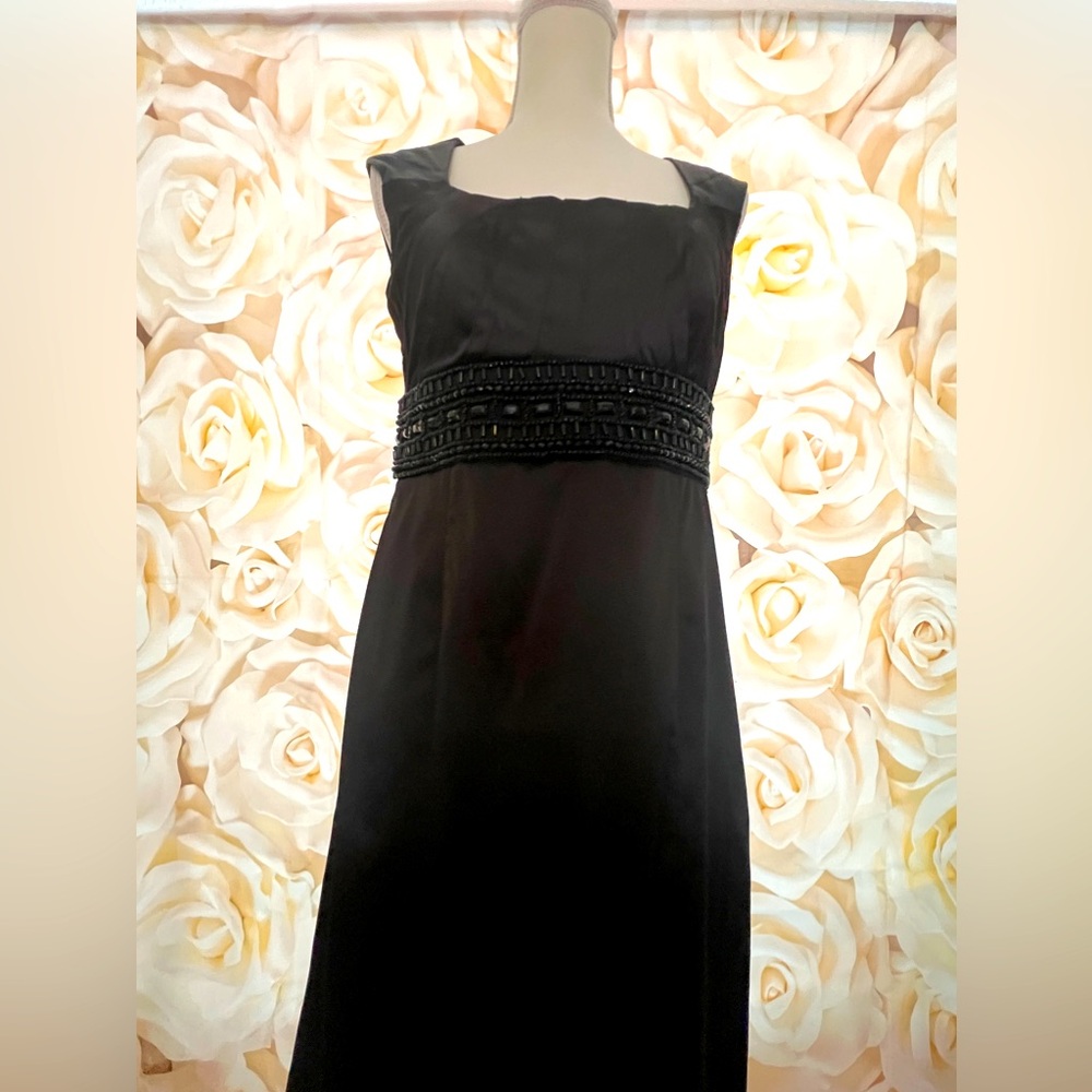 Beautiful black satin beaded cocktail dress size 10